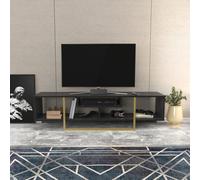 Skye Decor, Asal 150 - Black, Gold, Table de télévision, noir, 100 % PANNEAUX DE SPANCE REVÊTUS DE MÉLAMINE, 150 x 35,2 x 40 cm