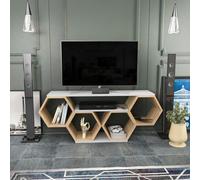 Skye Decor, Bal - White, Sonomo, Table de télévision, Blanc, 100 % PANNEAUX DE SPANCE REVÊTUS DE MÉLAMINE, 140 x 29,6 x 55,5 cm