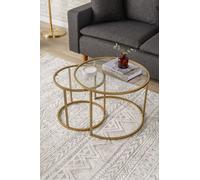 Skye Decor, Belarus - Gold, Glass 60, Table basse, VERRE TRAITÉ, Or, 60 x 60 x 43 cm