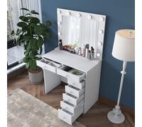 Skye Decor, BJ115 - 2781, Coiffeuse, 100 % panneau de particules recouvert de mélamine de classe E1, blanc, 90 x 44,5 x 153,4 cm