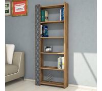 Skye Decor, City - Walnut, Chalcedony, bibliothèque, noyer, 100 % PANNEAUX ESPAGNOLS MELAMINÉS, 64,6 x 24,2 x 170 cm