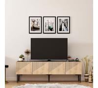 Skye Decor, Draw - Chêne saphir, Black Marble, Meubles TV, Chêne saphir, 154 x 45 x 37 cm