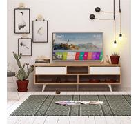 Skye Decor, Glasgow- GlasgowMDD, Couleur chêne,,Blanc, Armoire TV, 52x140x35 cm, 100% panneau de particules mélaminé