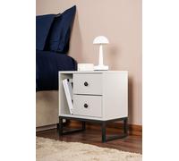 Skye Decor, Glimmer - Grey, Black, Table de nuit, Gris, 100 % panneau de particules mélaminé, 45,2 x 29,5 x 50
