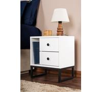 Skye Decor, Glimmer - White, Black, Table de nuit, Blanc, 100 % panneau de particules mélaminé, 45,2 x 29,5 x 50