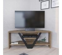 Skye Decor, Karin - Walnut, Black, Table de télévision, noyer, 100 % PANNEAUX DE SPANCE REVÊTUS DE MÉLAMINE, 90 x 35 x 36,8 cm
