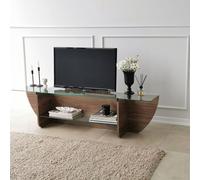 Skye Decor, Lily TV - Walnut, Table de télévision, noyer, 100 % verre trempé, 158 x 35 x 40 cm
