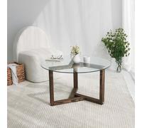 Skye Decor, Miro - Walnut, tables basses, noyer, verre, 75 x 40 x 75 cm