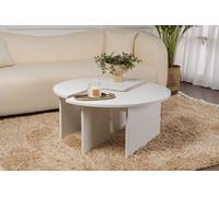 Hanah Home Élégante Table à café, Blanc Naturel, Ø 90 cm x 41 cm, 100% mélamine, épaisseur 18 mm, élégante et Fonctionnelle pour Les espaces de Vie Modernes