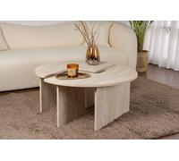 Skye Decor, Moira - Travertine, table basse, travertin, 100 % PANNEAUX DE SPANCE REVÊTUES DE MÉLAMINE, 90 x 41 x 90 cm