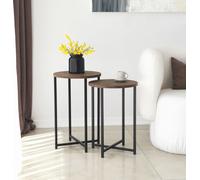 Skye Decor, Neta Set - Walnut, Table basse, noyer, 100 % PEUPLIER MASSIF, 35 x 35 x 55 cm
