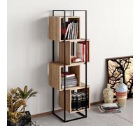 Skye Decor, Prada - Walnut, Black, bibliothèque, noyer, 100 % PANNEAUX ESPAGNOLS REVÊTUS DE MÉLAMINE, 52 x 38 x 160 cm