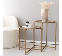 Skye Decor, S407K - Gold, table basse, or, 100 % verre trempé, 50 x 50 x 50 cm