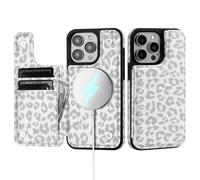 Skyeagle pour iPhone 13 Pro MAX BULLET CASE avec porte-carte compatible avec Magsafe Kickstand RFID Blocking Flip Cover Credit Slots PU Leather M