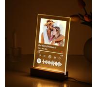 Skyeasure Plaque Spotify Personnalisée, Cadre de Mariage en Acrylique avec Veilleuse, Photo Mr et Mrs pour Couples 2024