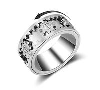 SkyFace Bague Anti anxiété Homme, Bague Spinner en Acier Inoxydable, Bague Anti stress Anneau Tournant Femme, Bague Engrenage Rotatif Fidget Adulte Jouets, Mariage Fiançailles d'Amitié Bague
