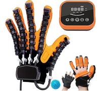 SkyFace Gants De Robot De Rééducation, Gants De Rééducation Des Doigts Pour Les Patients Atteints D'hémiplégie D'avc, Protecteur De Garde D'orthèse De Redressement Des Doigts (left orange, L-charge)