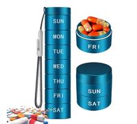 SkyFace Pilulier Semainier Aluminium, Boîte à Pilules étanche, Petite Boite Medicaments Voyage, Discret Hermetique Étui À Pilules avec 7 Amovible Compartiments, sans BPA