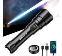 SKYFIRE Lampe Torche Tactique LED Ultra Puissante 50000 Lumens - Zoom Réglable, Lentille d'Allumage, 4 Modes d'Éclairage, Fonction Powerbank, Étanche IPX6 pour Outdoor, Camping et Situations d'Urgence