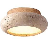 SKYGOO Plafonnier de chambre à coucher en travertin jaune de style japonais, plafonnier de ferme en bois massif Wabi-sabi, LED 10 W vintage pour couloir, entrée, cuisine, hall d'entrée, escalier, balc