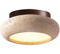 SKYGOO Plafonnier de chambre à coucher en travertin jaune de style japonais, plafonnier de ferme en bois massif Wabi-sabi, LED 10 W vintage pour couloir, entrée, cuisine, hall d'entrée, escalier, balc
