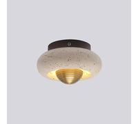SKYGOO Plafonnier de ferme nordique en pierre naturelle, LED 10 W, travertin jaune, style vintage de ferme, lampe de plafond de style japonais Wabi-sabi, pour chambre à coucher, couloir, entrée, cuisi