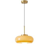 Suspension en Verre Orange Moderne, E 27 Base Cuivre Vintage Cuisine Industrielle Plafond Lampe Suspendue, Hauteur réglable Chambre Salon Salle à Manger Chambre Couloir Lustre