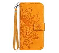 Skyhewen for Google Pixel 9a Étui portefeuille à rabat en cuir synthétique résistant aux chocs avec motif mandala floral en relief, fermeture magnétique et porte-cartes pour Google Pixel 9a, jaune