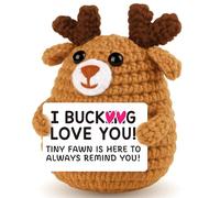 Skyists Cadeau pour petite amie, petit ami, mari et femme, mini cerf amusant au crochet avec « I Buck Love You », anniversaire de mariage unique, Saint-Valentin, cadeau « I Love You »