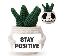 Skyists Stay Positive - Plante de crâne gothique faite à la main au crochet - Cadeau amusant d'Halloween et article de bureau unique
