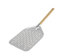 SkyjOy Pelle Pizza Pelle à Pizza rectangulaire perforée de 12 Pouces, Pelle revêtement Dur en Aluminium, Courte, Outil Cuisine(02)
