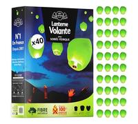 SKYLANTERN® 40x Lanterne Volante Chinoise 100% Biodégradable Vert - Lot de 40 Lampions en Papier Écologiques 100x60 cm - Idéal pour Mariage, Fêtes, Nouvel an Chinois 2025, Noël, Anniversaires