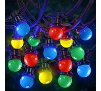 SKYLANTERN Guirlande Guinguette 100 M Multicolore IP65 - Guirlande Electrique Exterieur 100 Bulbes Rouge Bleu Jaune Vert - Guirlande Guinguette Exterieur Boheme Déco pour Domaines et Chateaux