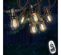 SKYLANTERN® - Guirlande Guinguette 10M 20 Bulbes Filament Blanc Chaud avec Variateur de Luminosité et Télécommande - Guirlande Lumineuse Ampoule E27 Transparente à Intensité Variable - Guinguette