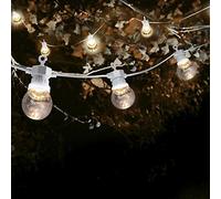 SKYLANTERN Guirlande Guinguette 10M Transparente Cable Blanc - Guirlande Electrique Exterieur 10 Bulbes Transparent- Guirlande Guinguette Exterieur Decoration Romantique, Déco pour Terrasse et Jardin