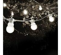 SKYLANTERN Guirlande Guinguette 30M Cable Blanc - Guirlande Lumineuse Exterieure 30 Bulbes Blancs - Guirlande Guinguette Exterieur de 30M + 3M de Cable