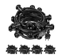 SKYLANTERN® Guirlande Guinguette IP65 50m Noire Raccordable - Guirlande Lumineuse pour ampoule LED avec 100 Douilles E27 (50cm entre les douilles) - Guirlande Lumineuse Extérieur