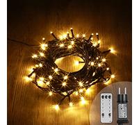 SKYLANTERN Guirlande Lumineuse 12M Intérieur et Extérieur 100 LEDs Blanc Chaud - Guirlande Lumineuse Sapin Cable Noir avec 8 Modes et Télécommande Dont Minuteur pour Noel Decoration et Deco Mariage