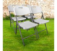SKYLANTERN Lot 4 Chaise Pliable Blanches 44x46x50 cm - 4X Chaise Pliante Noire Robuste - Lot de 4 Chaise Pliante Confortable Pratique pour Jardin, Mariage, Camping