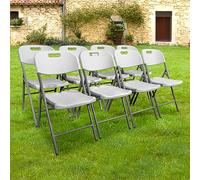 SKYLANTERN Lot 8 Chaise Pliable Blanches 44x46x50 cm - 8X Chaise Pliante Blanche Robuste - Lot de 8 Chaise Pliante Confortable Pratique pour Jardin, Mariage, Camping