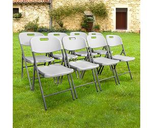 SKYLANTERN Lot 8 Chaise Pliable Blanches 44x46x50 cm - 8X Chaise Pliante Blanche Robuste - Lot de 8 Chaise Pliante Confortable Pratique pour Jardin, Mariage, Camping