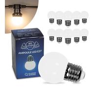 SKYLANTERN Lot de 10 Ampoules LED Blanc Chaud conçues pour Guirlande Guinguette IP65 1,5W - Ampoule LED E27 Blanc Chaud - Ampoule 5cm pour Guirlande Guinguette Culot E27 Blanc Chaud