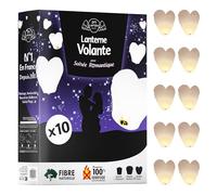 SKYLANTERN Lot de 10 Lanternes Volantes en Forme de Coeur 60 x 120 cm - Chinoise Blanche - Papier Idéal pour Soirée Romantique, St Valentin et Mariage en Extérieur