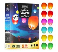 SKYLANTERN Lot de 12 Lanternes Celestes Volantes Original sans Coulée De Cire, Envol Garanti. Couleur: Multicolore
