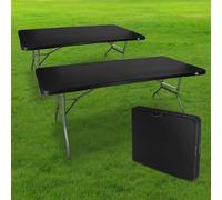 SKYLANTERN Lot de 2 Tables Pliantes de Camping 180 cm Rectangulaire Noir - Table de Jardin 8 Personnes L180 x l74 x H74cm en HDPE Haute Densité Épaisseur 3,5 cm - Pieds en Acier Pelliculé Gris