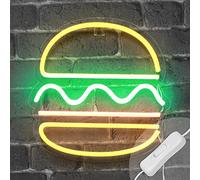 SKYLANTERN Néon Hamburger 30 cm - Lampe Murale LED avec Prise et Interrupteur On/Off - Décoration pour Chambre Enfant ou Déco