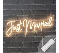 SKYLANTERN Neon LED Just Married 50CM - Neon Mural Blanc Chaud sur Secteur - Lampe Neon Enseigne avec Interrupteur on/Off pour Decoration Mariage, Deco Mariage Champetre, Decoration Mariage Boheme