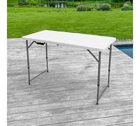 SKYLANTERN® Table Pliante 120 cm d'Appoint Rectangulaire Blanche Hauteur Réglable - Table de Camping 6 Personnes L120 x l60 x H74cm en HDPE Haute Densité Épaisseur 3,5 cm