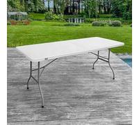 SKYLANTERN® Table Pliante 180x74x74 cm Rectangulaire Blanche - Table de Camping Pliante 6/8 Personnes Grand Largeur (74cm) - Table Pliante Exterieur en HDPE épais de 3,5 cm - Table de Jardin Pied