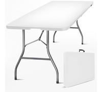 SKYLANTERN® Table Pliante 180x75x74 cm Rectangulaire Gris Clair - Table de Camping Pliante 8 Personnes Grand Largeur (75cm) - Table Pliante Exterieur en HDPE épais de 3,5 cm - Table de Jardin Pied